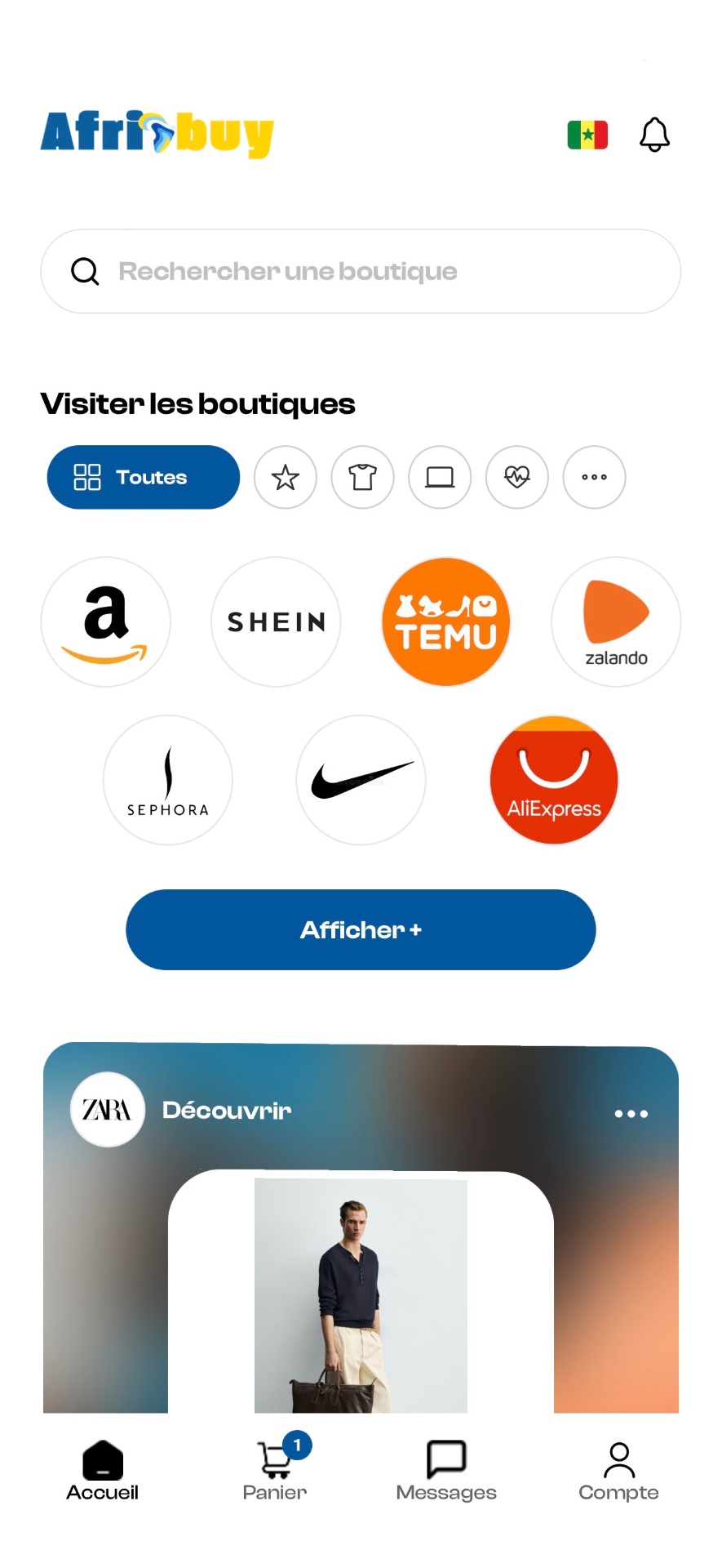 Aperçu de l'application Afriyub